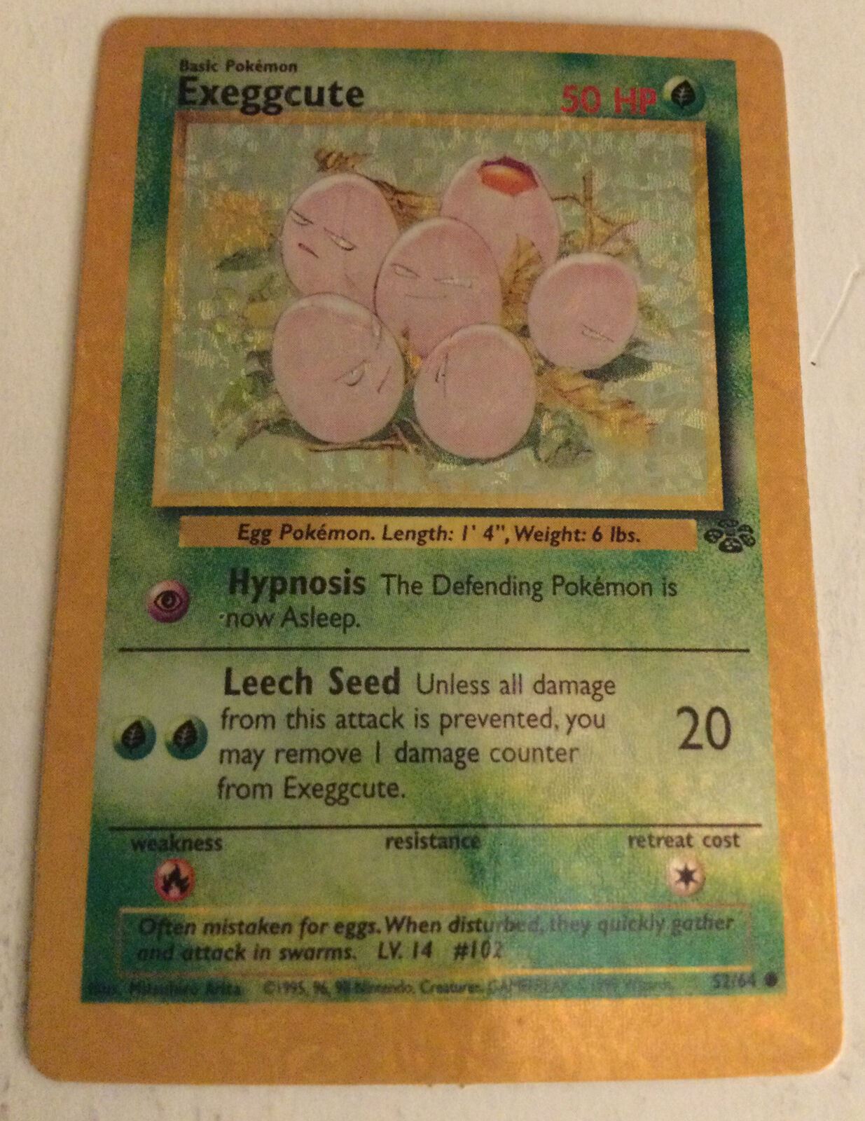 Pokemon Vending Sticker Unused 1999 Holo 52/64 Exeggcute Excellent Condition 90s