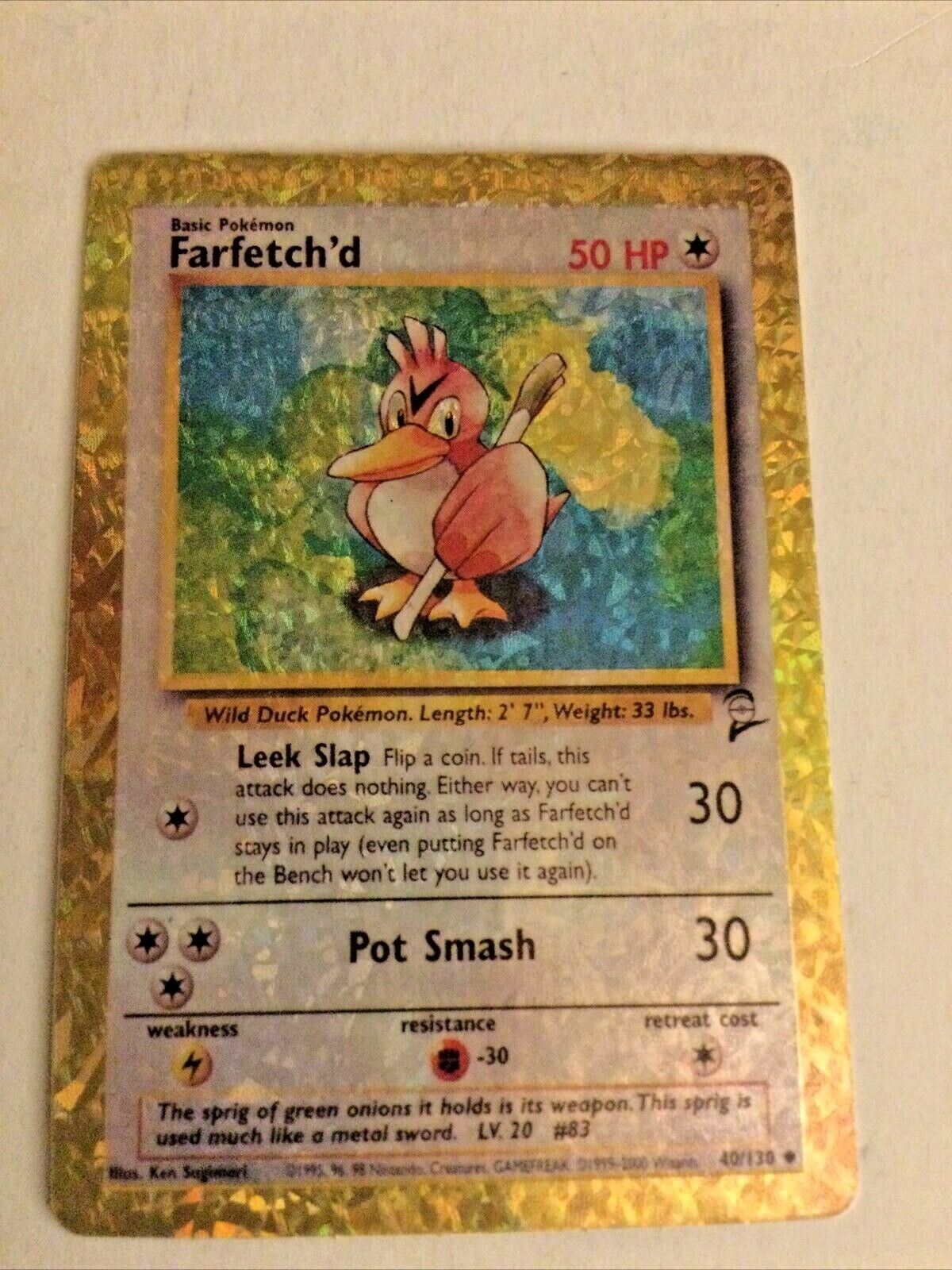 Pokemon Vending Sticker Unused 1999 Holo 40/130 Farfetch’d Excellent Condition