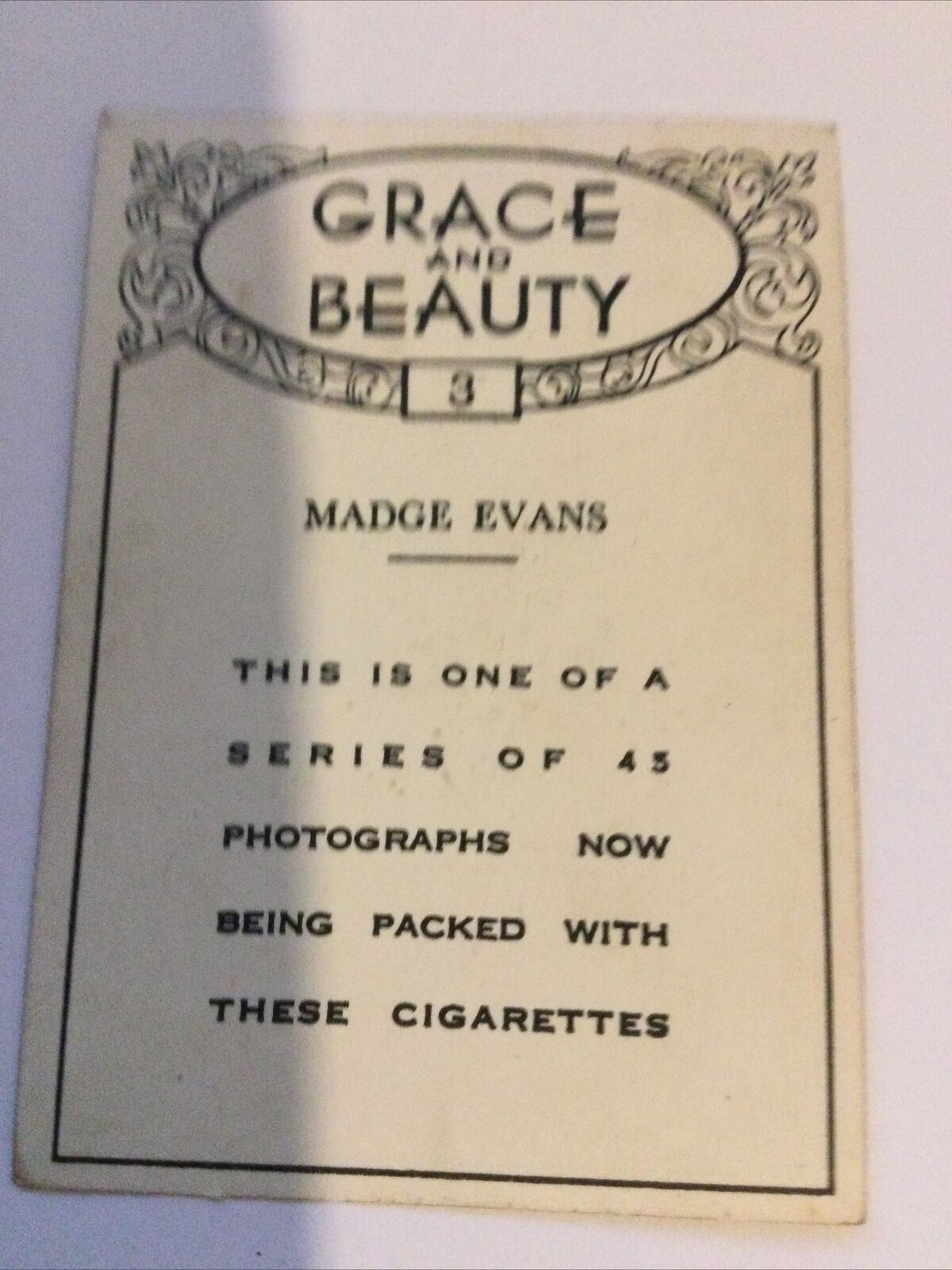 Vintage Cigarette Card British American Tobacco Grace & Beauty Madge Evans #3