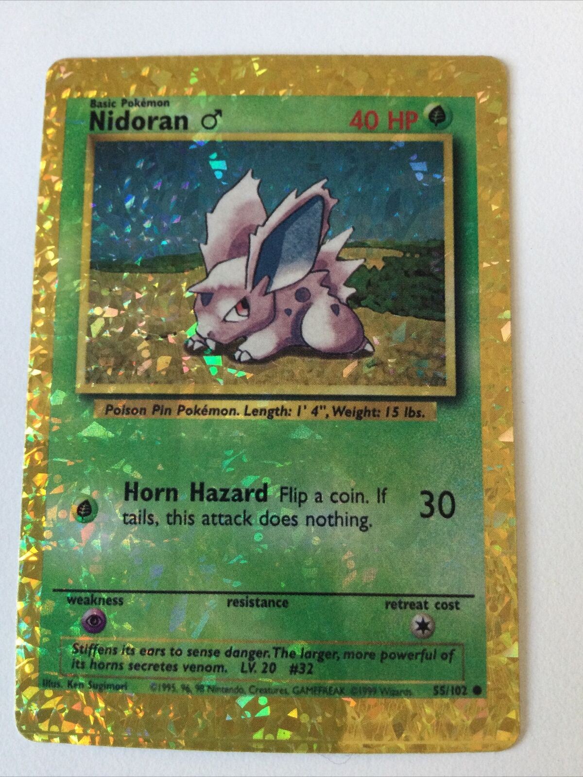 Pokemon Vending STICKER unused 1999 Holo 55/102 Nidoran card ex cond vintage