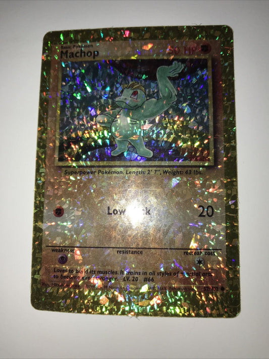 Pokemon Vending STICKER unused 1999 HOLO 57/102 Machop base card vintage 90s