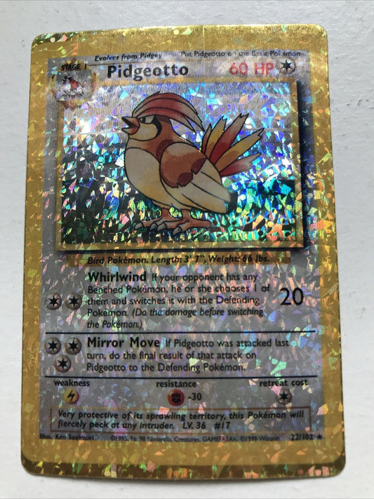 Pokemon Vending Sticker Unused 1999 22/102 Pidgeotto RARE HOLO stage 1 near mint