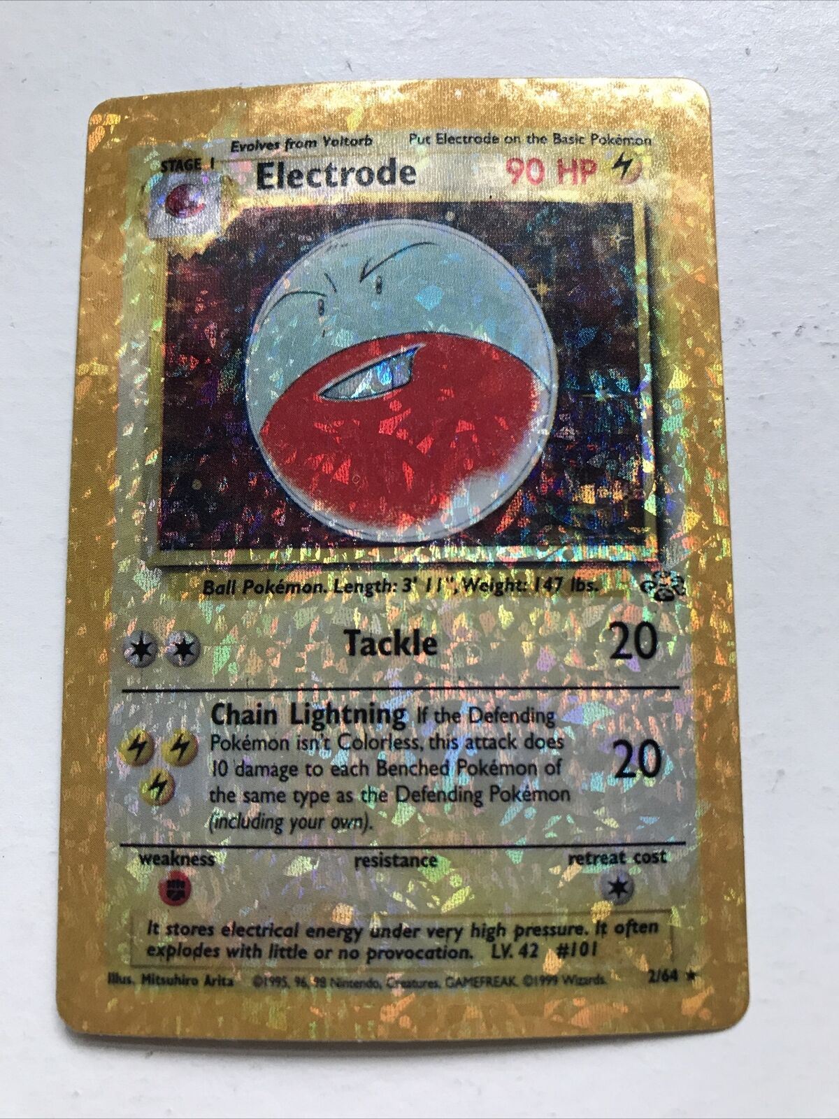 Pokemon Vending Sticker Unused 1999 2/64 Electrode RARE HOLO jungle near mint