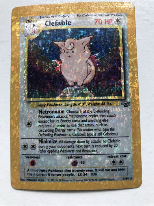 Pokemon Vending Sticker Unused 1999 1/64 Clefable RARE HOLO jungle near mint