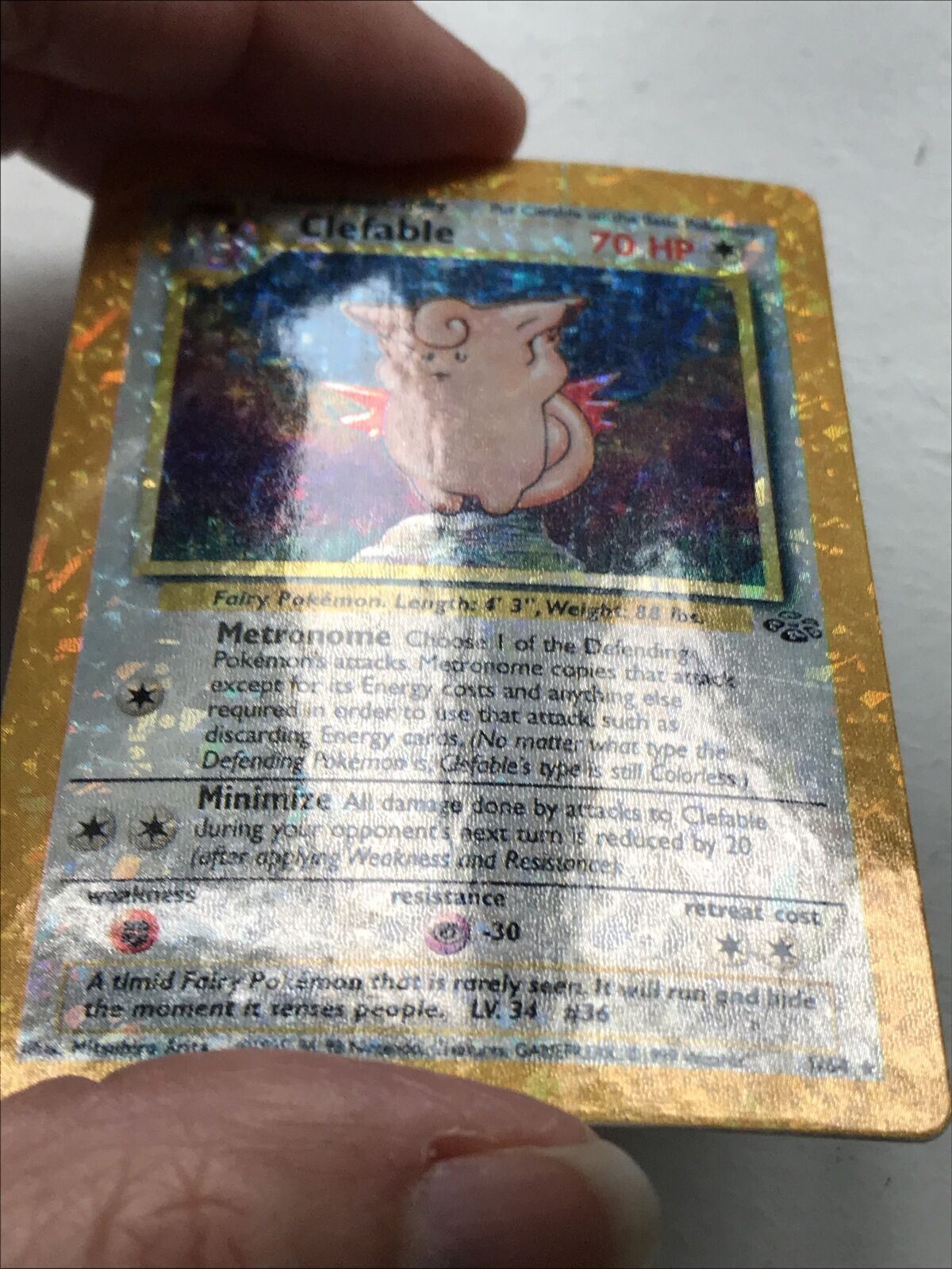 Pokemon Vending Sticker Unused 1999 1/64 Clefable RARE HOLO jungle near mint