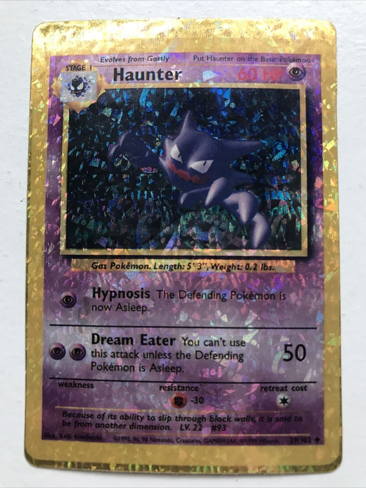 Pokemon Vending Sticker Unused 1999 29/102 Haunter HOLO evolve near mint