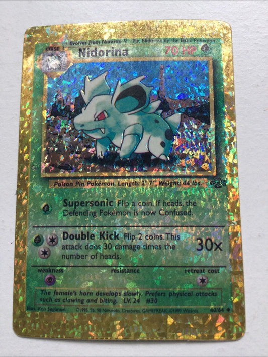 Pokemon vending sticker unused 1999 40/64 Nidorina HOLO jungle NEAR MINT