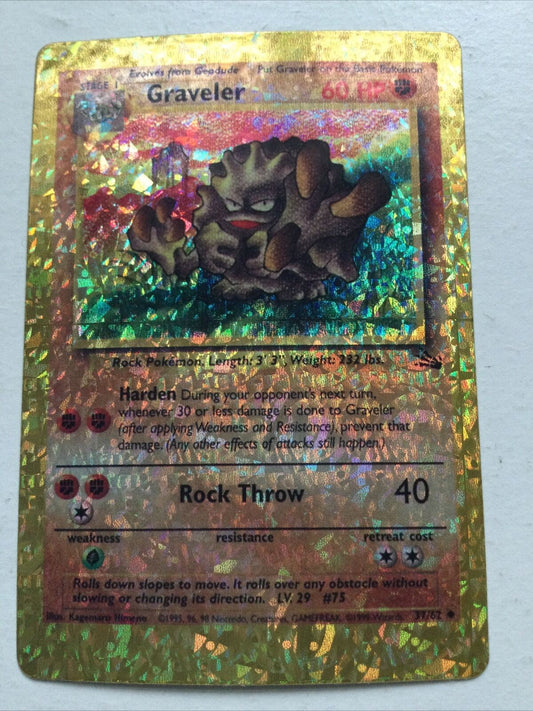 Pokemon Vending Sticker Unused 1999 37/62 Graveler HOLO fossil NEAR MINT