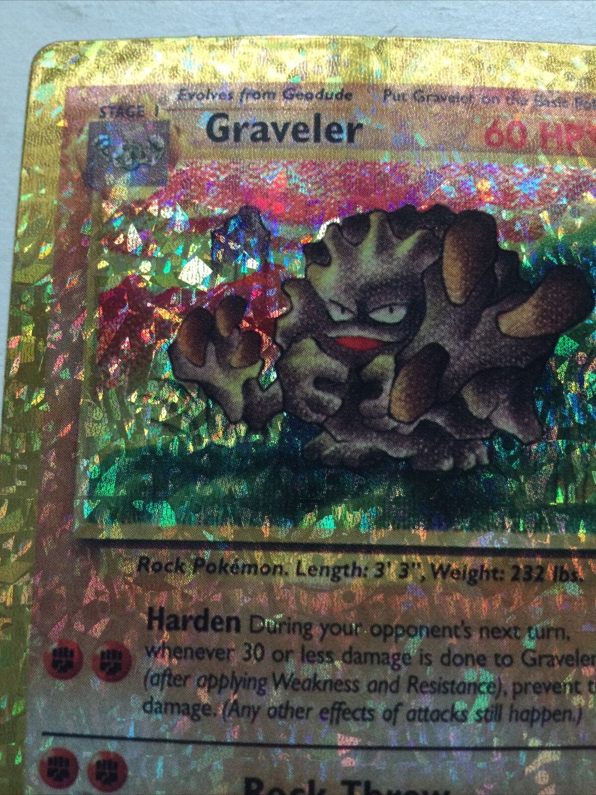 Pokemon Vending Sticker Unused 1999 37/62 Graveler HOLO fossil NEAR MINT