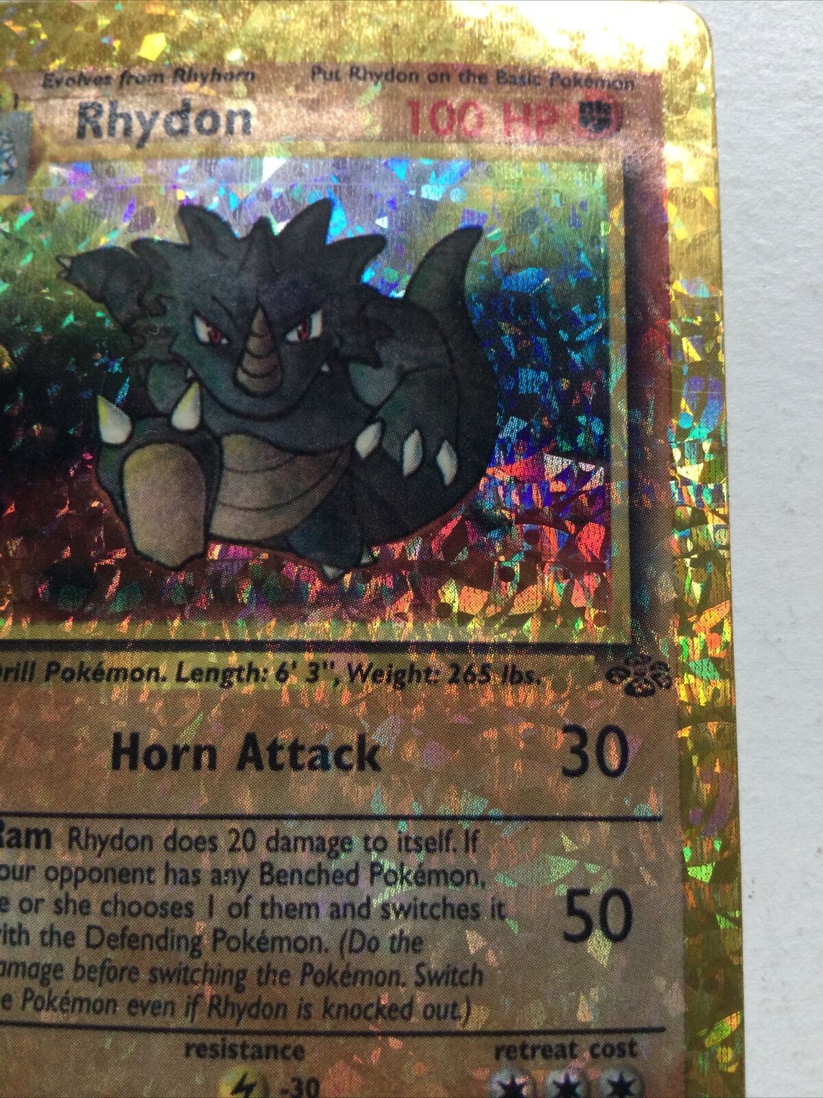 Pokemon Vending Sticker Unused 1999 45/64 Rhydon jungle HOLO NEAR MINT