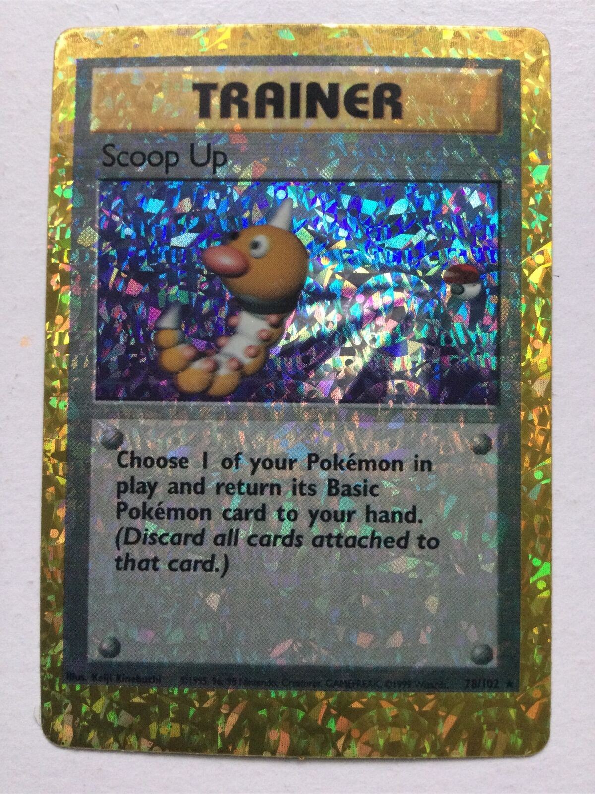 Pokemon Vending Sticker Unused 1999 Trainer 78/102 Scoop up RARE HOLO NR MINT