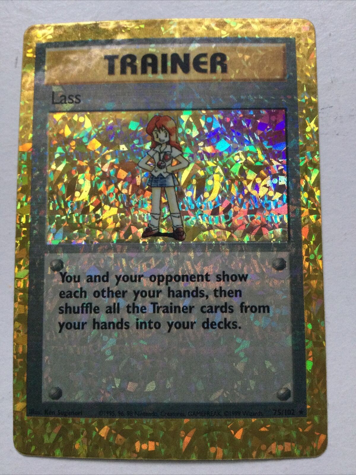 Pokemon Vending Sticker Unused 1999 Trainer 75/102 Lass  RARE HOLO NR MINT