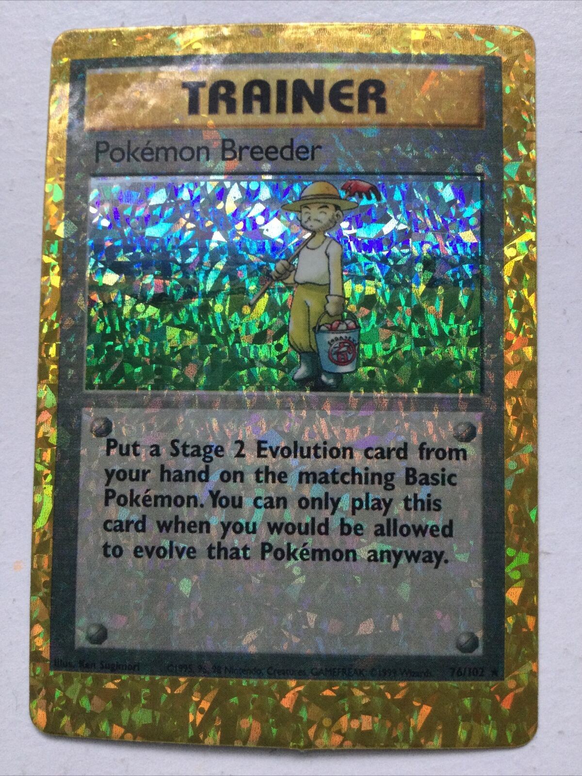 Pokemon Vending Sticker Unused 1999 Trainer 76/102 pokemon Breeder  RARE HOLO NM