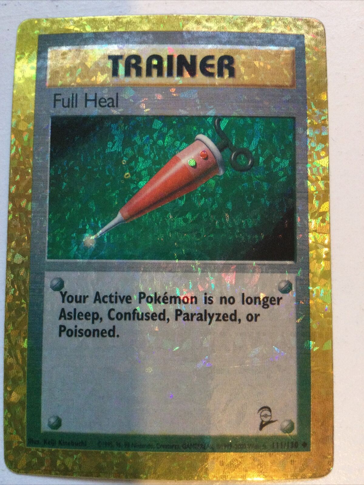 Pokemon Vending Sticker Unused 1999 Trainer 111/130 Full Heal HOLO NEAR MINT