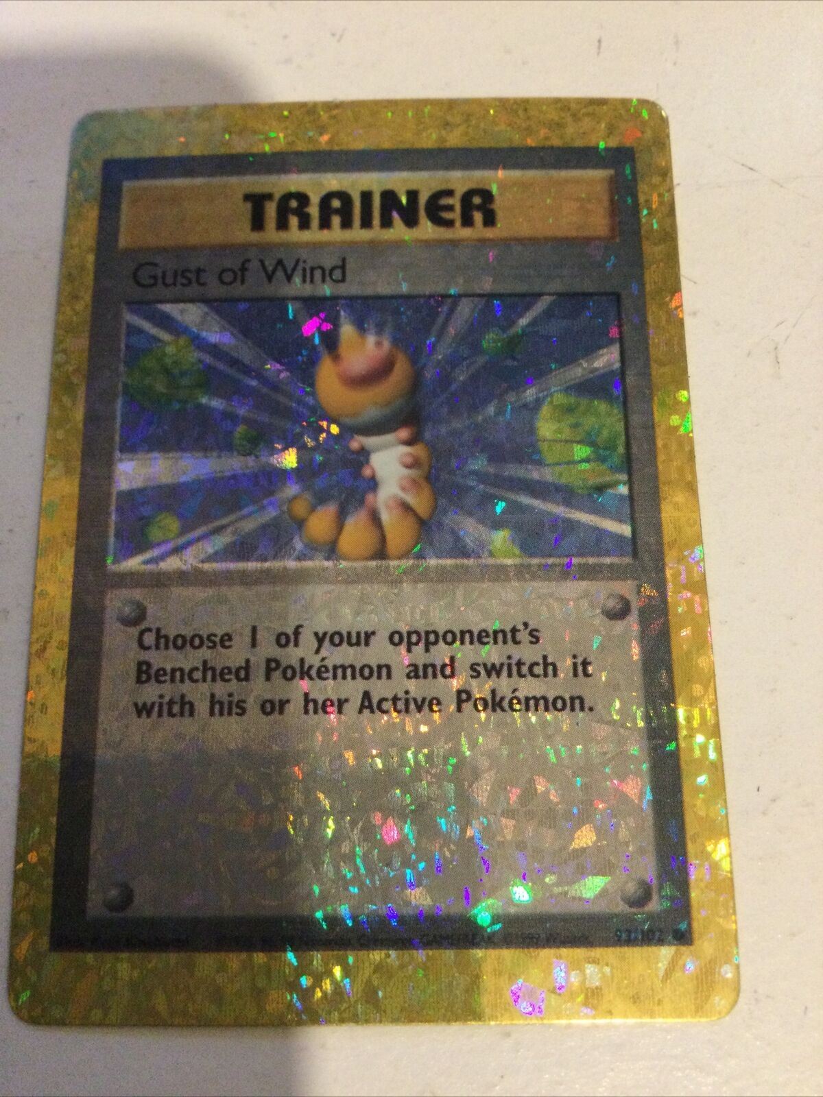 Pokemon Vending Sticker Unused 1999 Trainer 93/102 Gust of Wind VGC HOLO