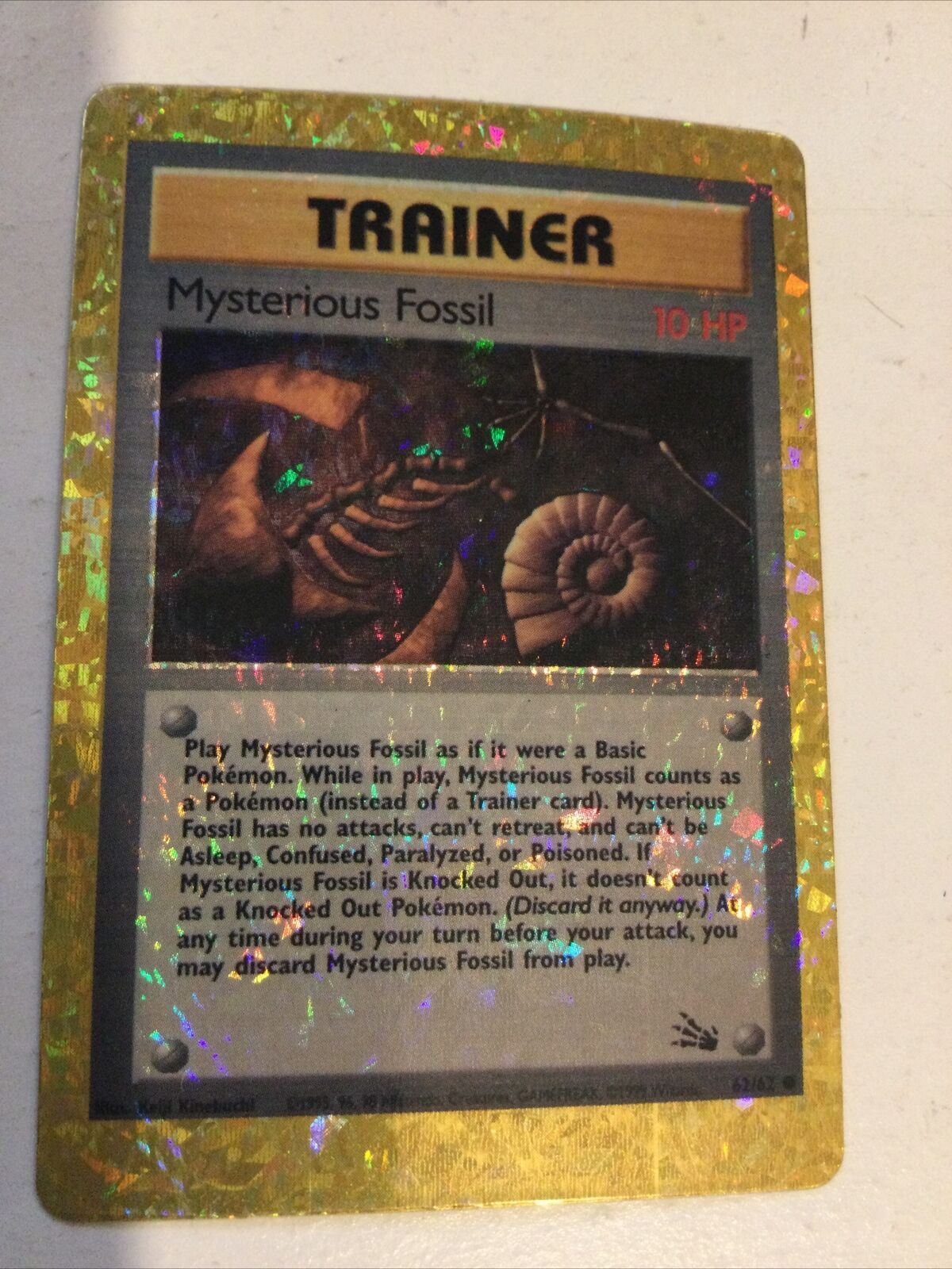 Pokemon Vending Sticker Unused 1999 Trainer 62/62 Mysterious Fossil NEAR MINT