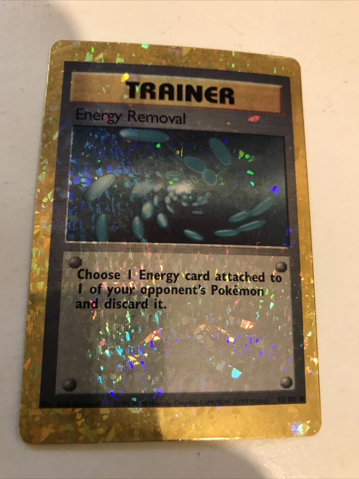 Pokemon Vending Sticker Unused 1999 Trainer 92/102 Energy Removal NEAR MINT HOLO