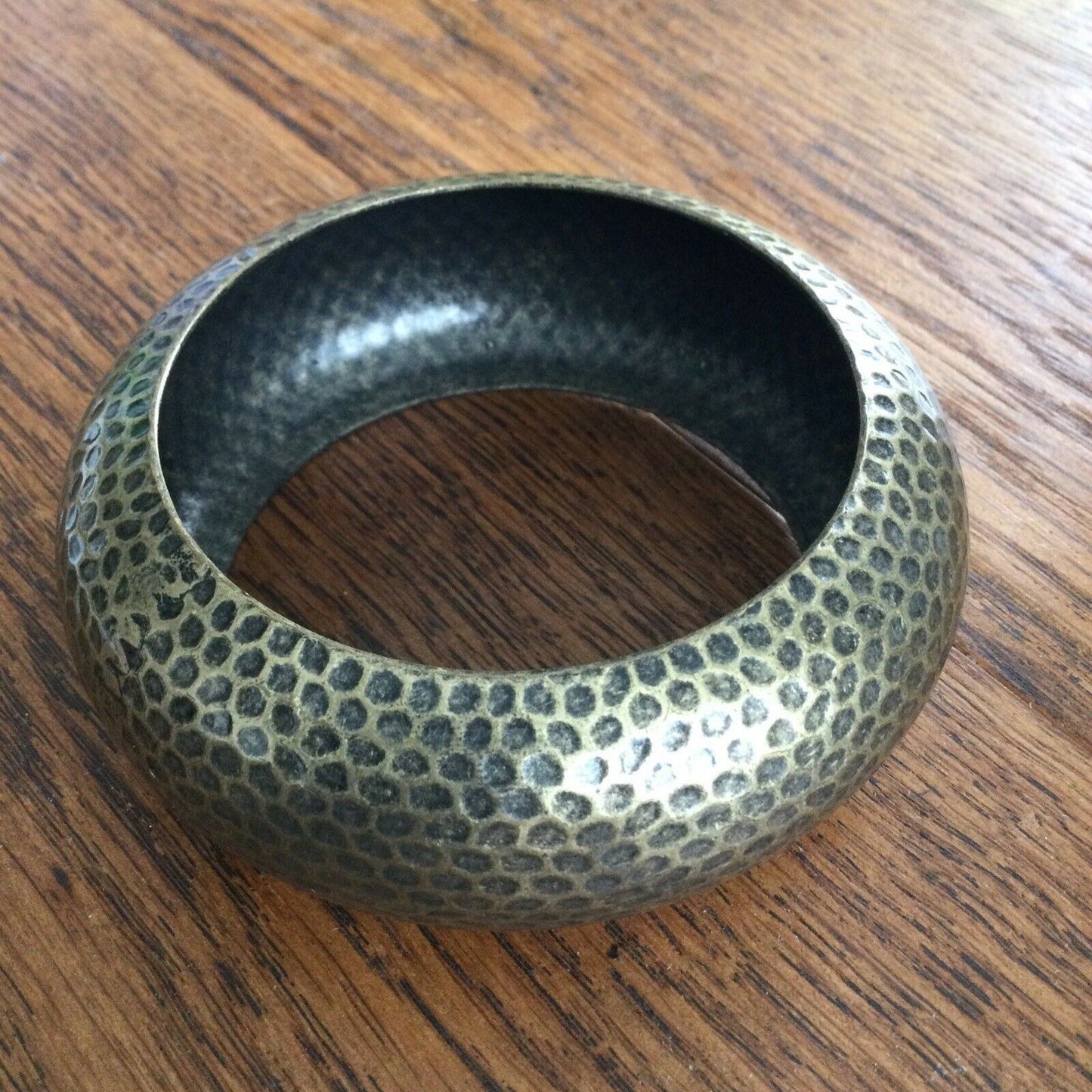 Wide Chunky Brass Bangle. Textured pattern.. Boho Ethnic Geo statement