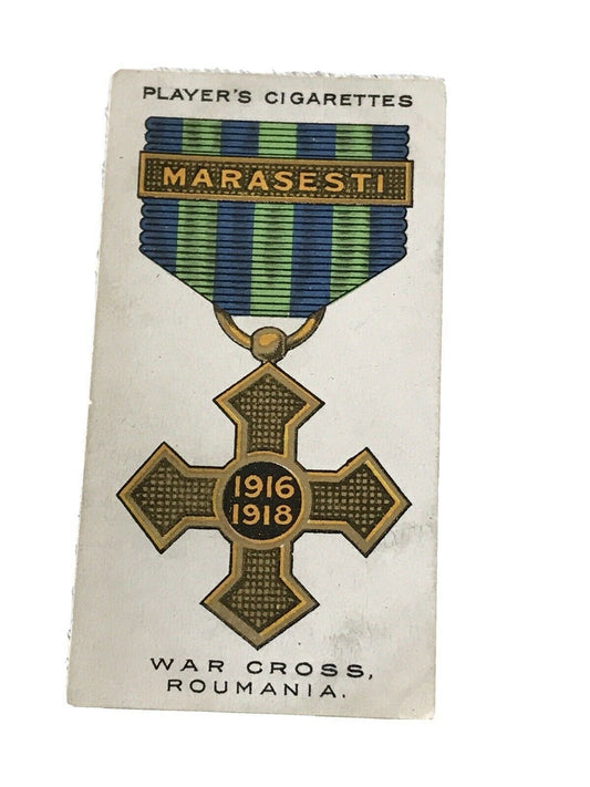 Players Cigarette Card War Decoratiions & Medals No 66 War Cross Roumania Vintag