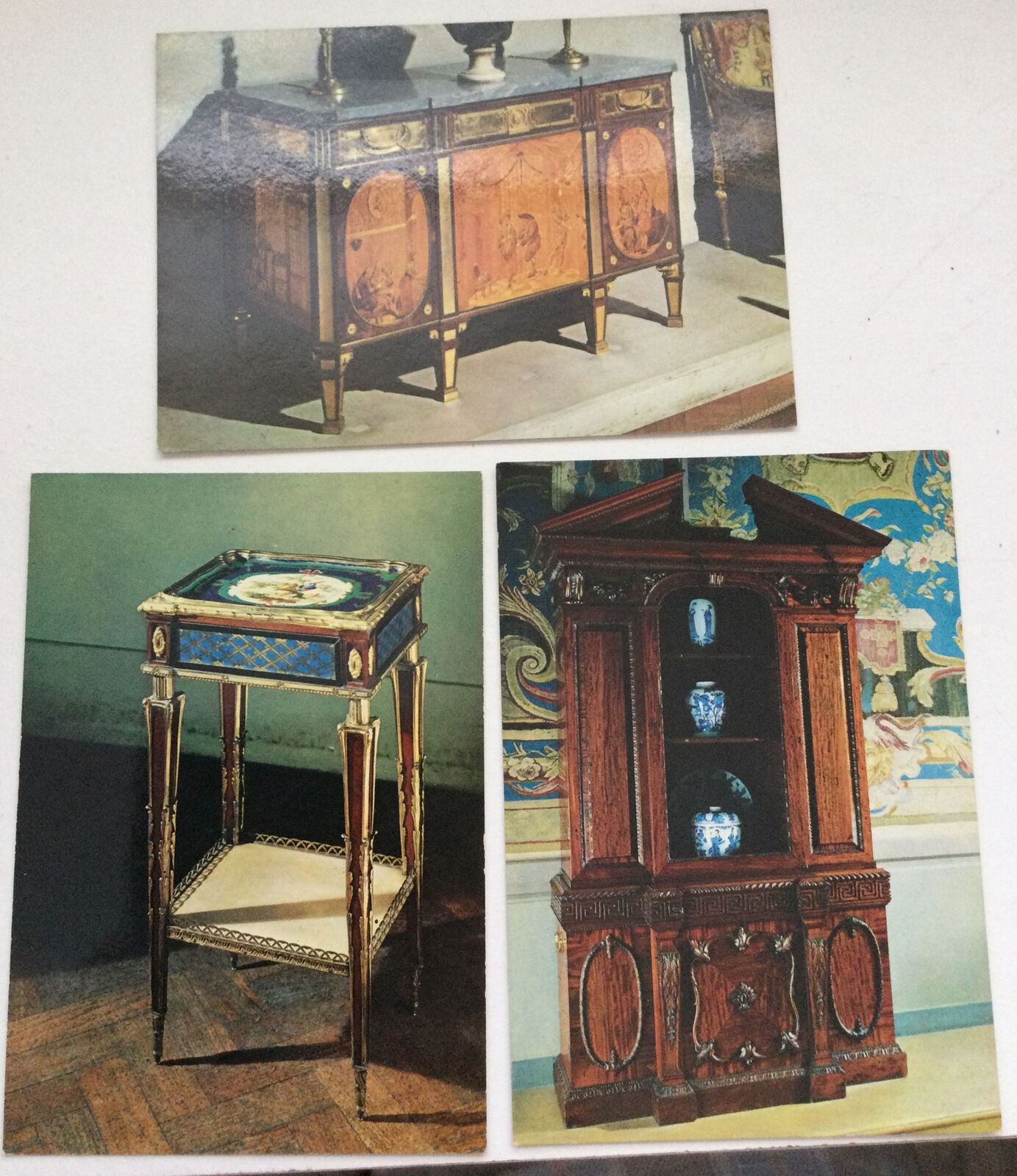 Set Of 3 Postcards From The V&A 18th Century Furniture. Commode, Cabinet, Table