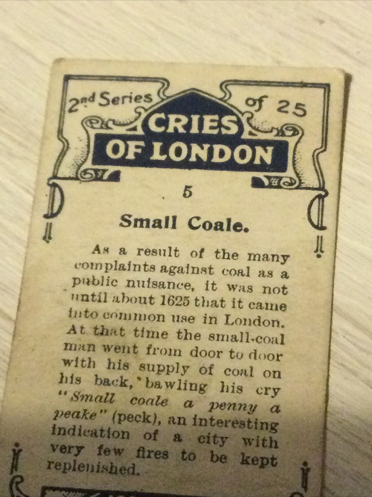 Players Cigarette Card Cries Of London Series 2 No 5 Small Coale Coal Man Pictur