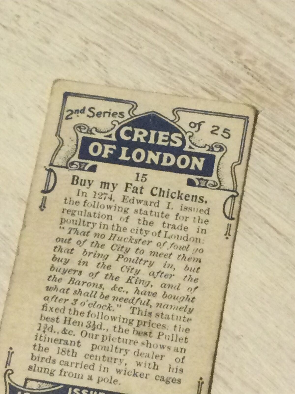 Players Cigarette Card Cries Of London Series 2 No 15 Buy My Fat Chickens