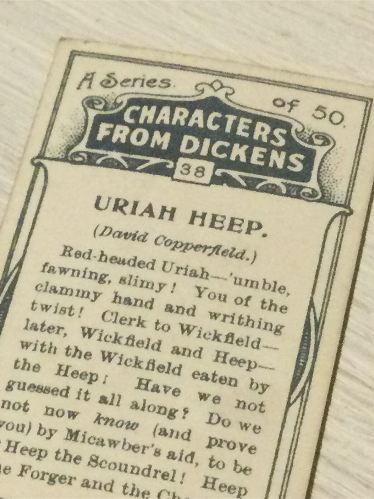 Players Cigarette Card. Characters From Dickens No. 38 Uriah Heap David Copperfield. 1912