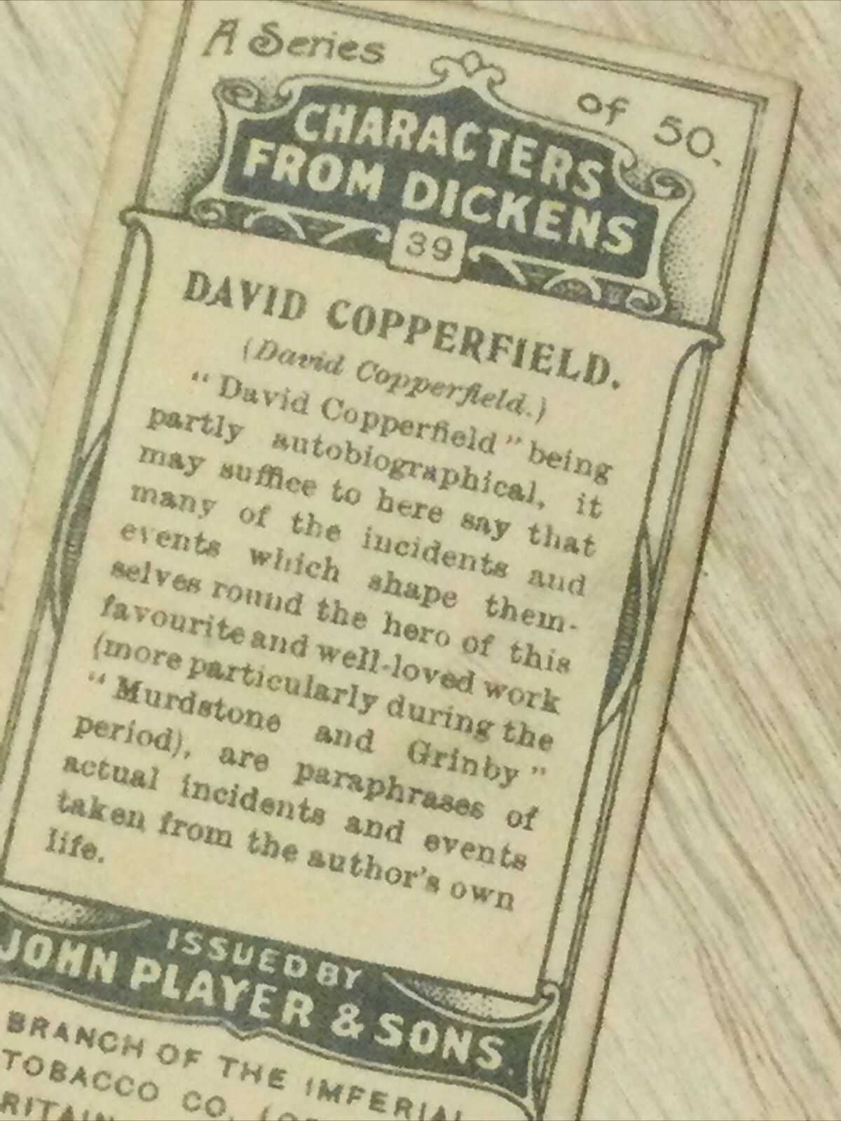 Players Cigarette Card Characters From Dickens No39 David Copperfield Picture