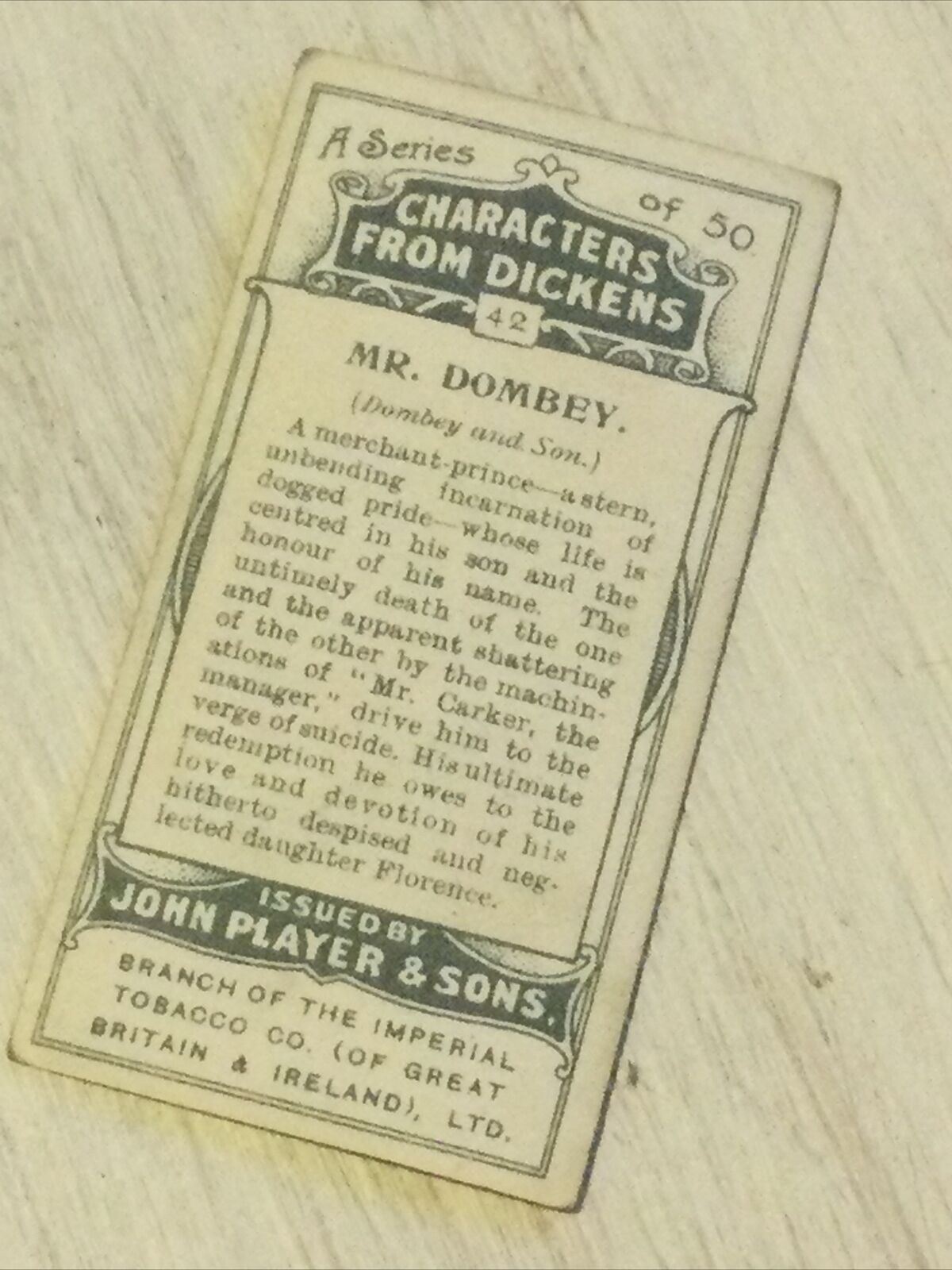 Players Cigarette Card Characters From Dickens No 42 Mr Dombey Picture Caricatur