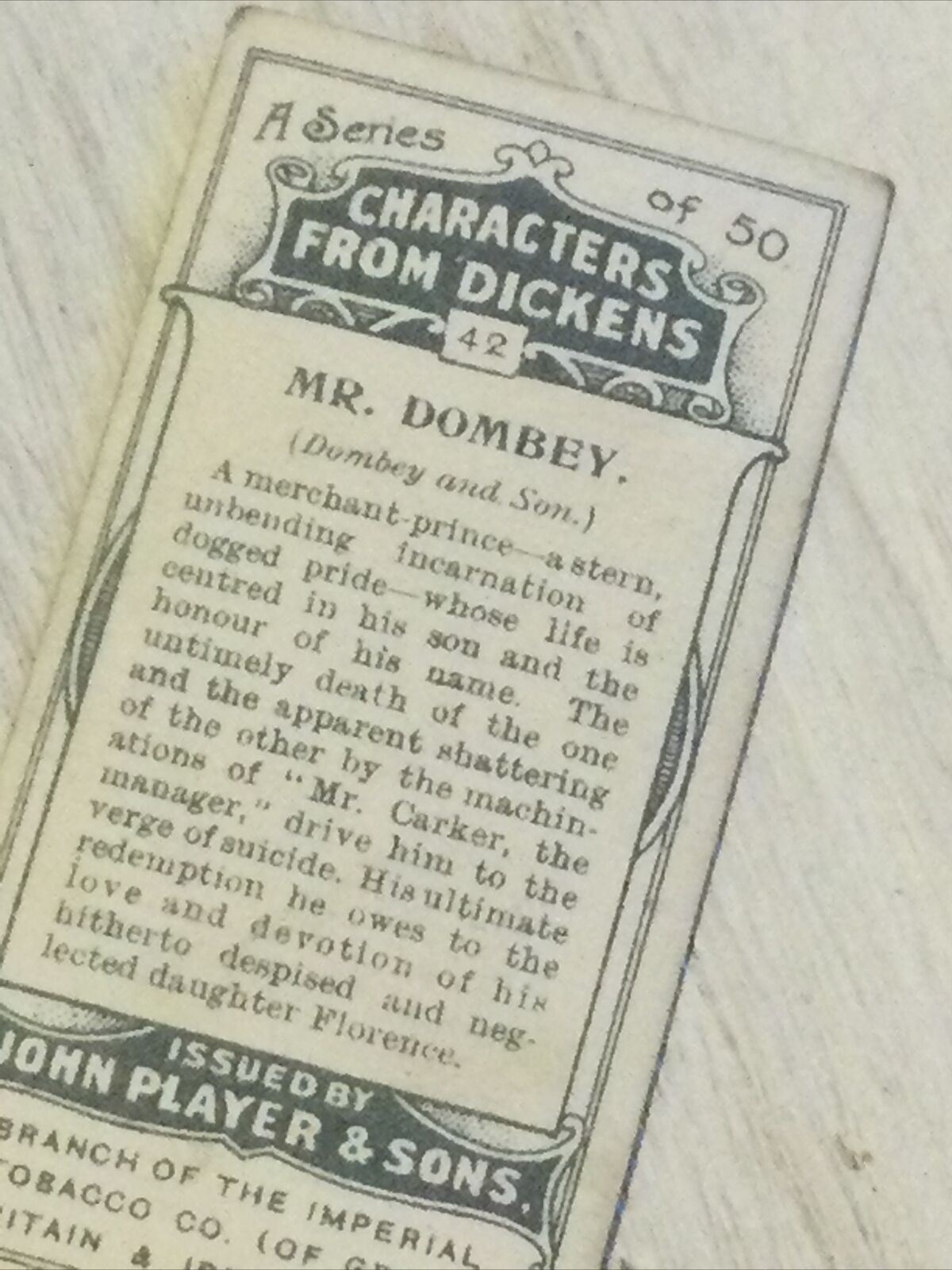 Players Cigarette Card Characters From Dickens No 42 Mr Dombey Picture Caricatur