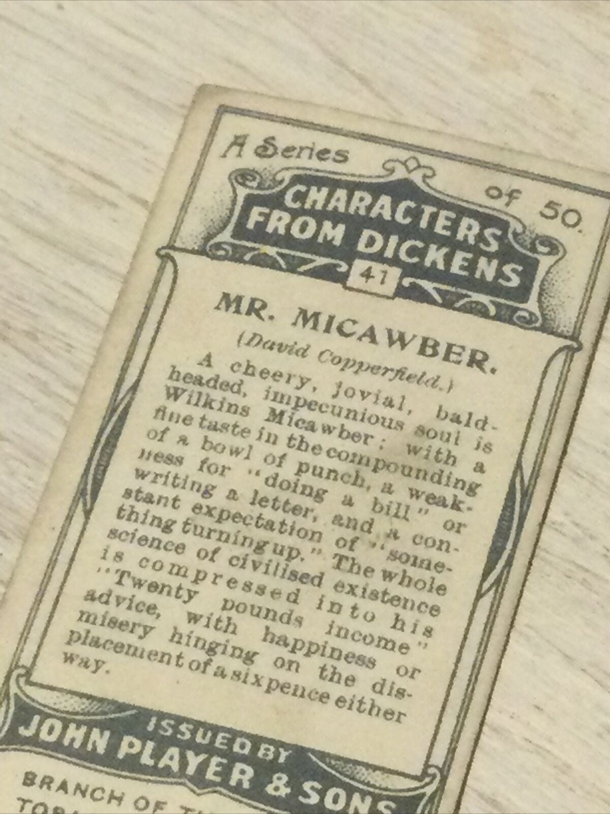 Players Cigarette Card Characters From Dickens No 41 Mr Micawber David Copperfie