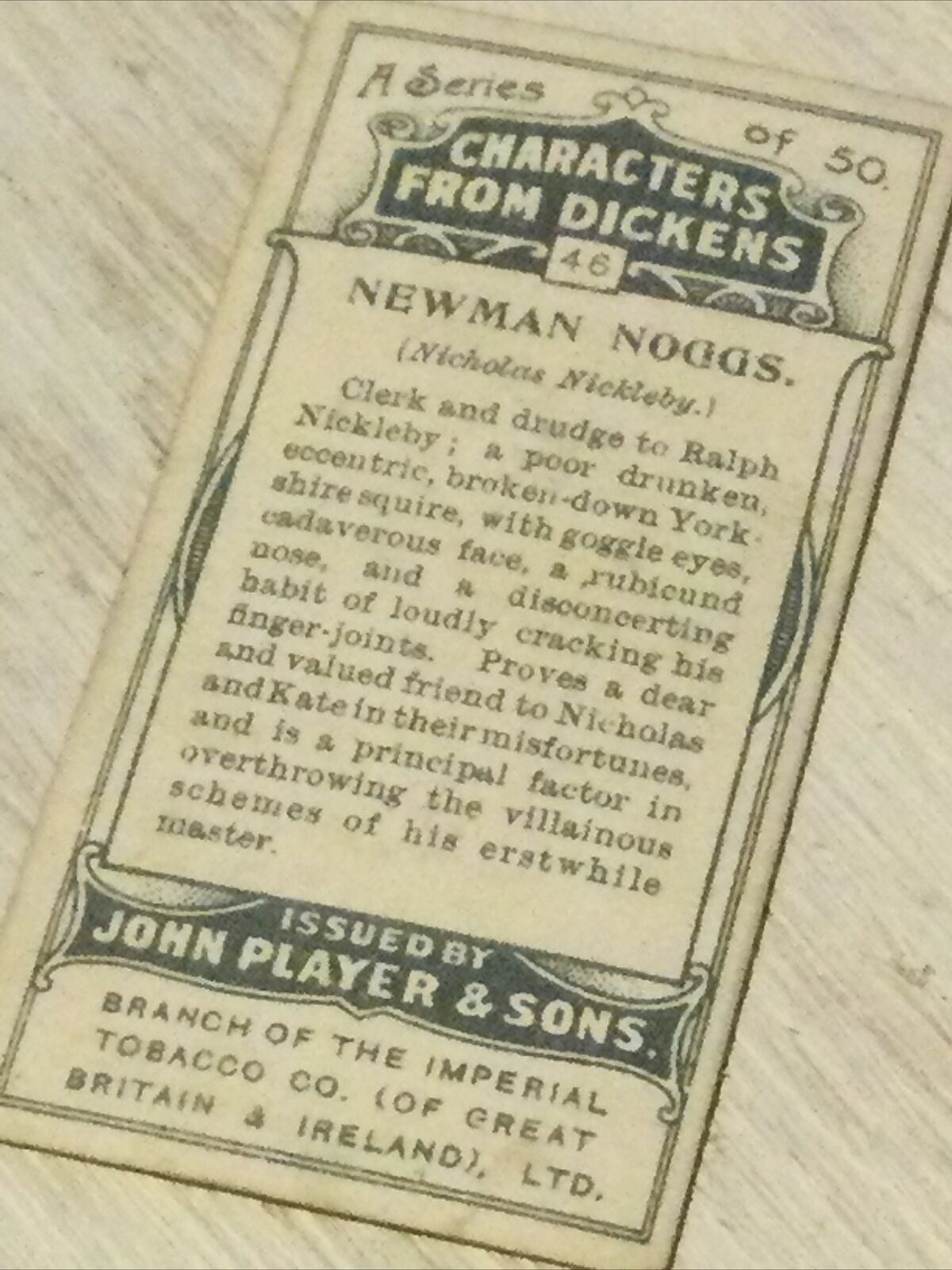 Players Cigarette Card Characters From Dickens No 46 Newman Noggs Nicholas Nickl