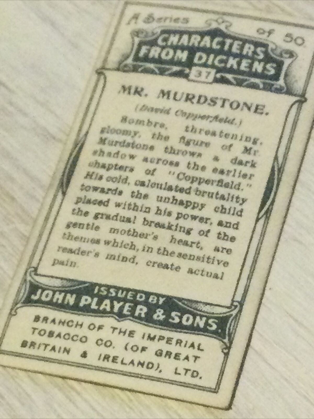 Players Cigarette Card Characters From Dickens No 37 Mr Murdstone David Copperfi