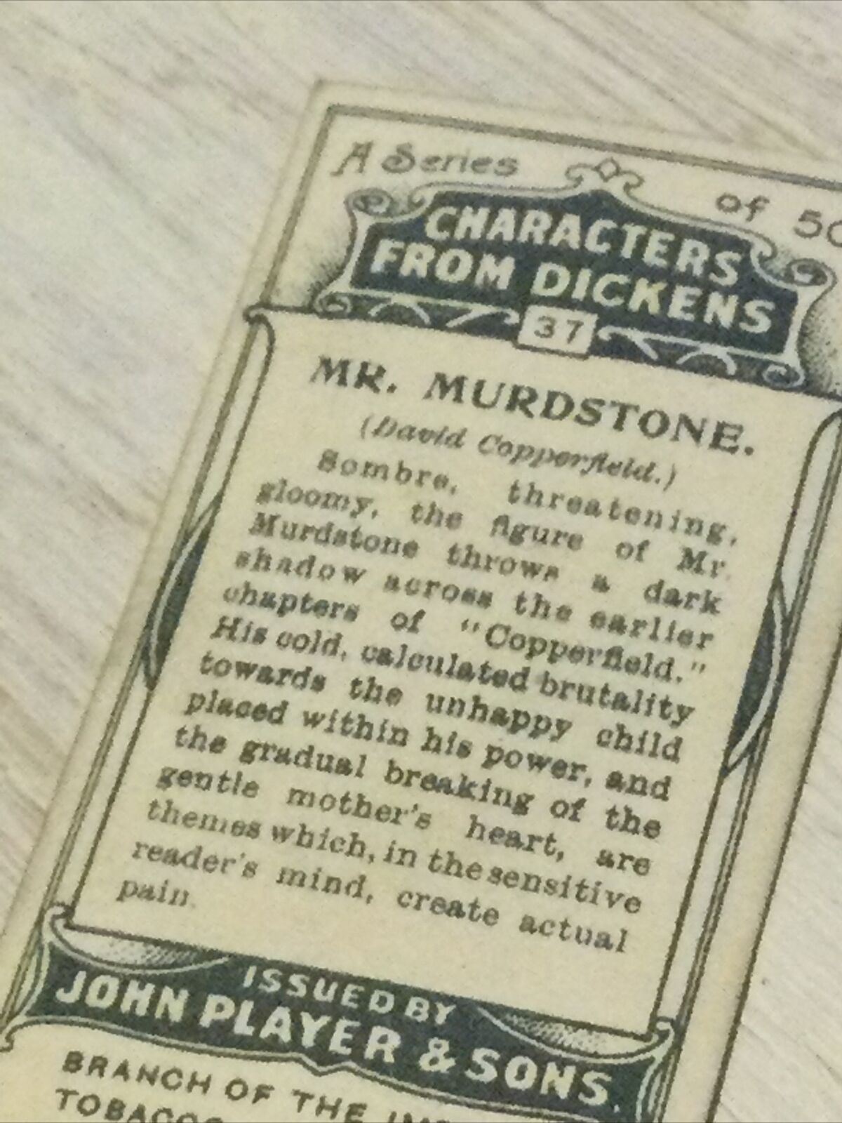 Players Cigarette Card Characters From Dickens No 37 Mr Murdstone David Copperfi