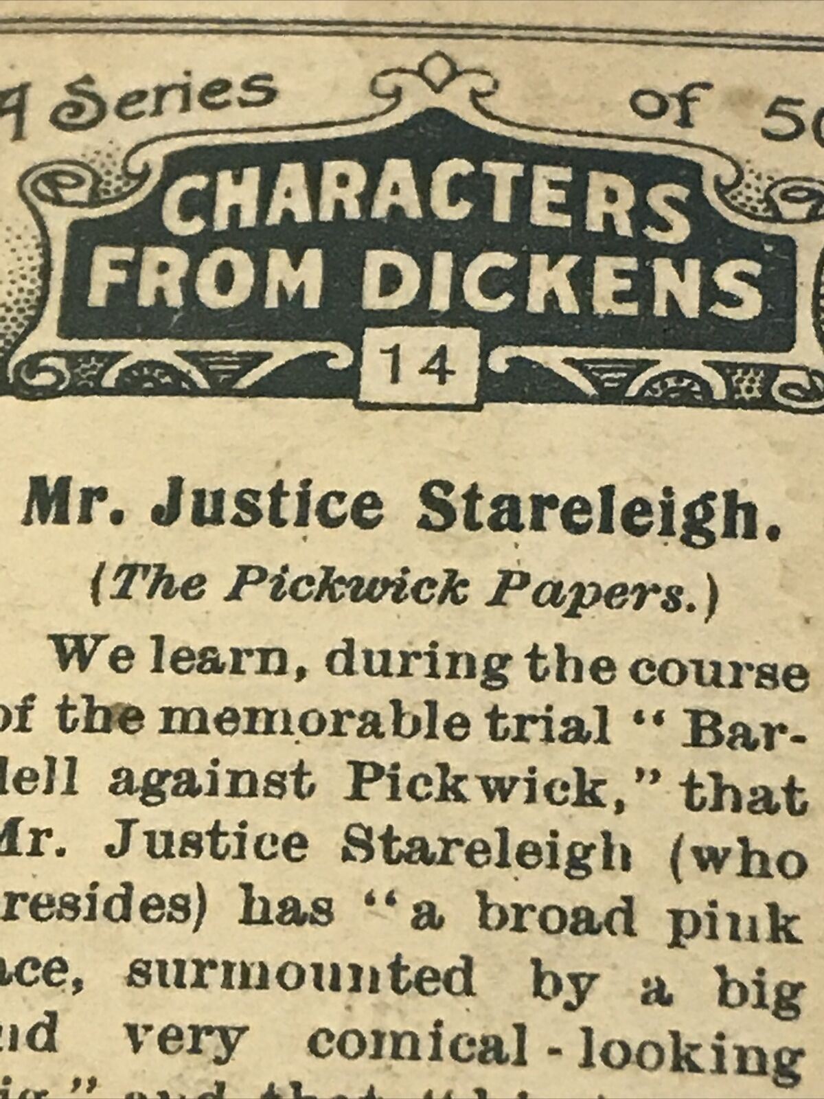 Players Cigarette Card Characters From Dickens No 14 Mr Justice Stareleigh Pickw