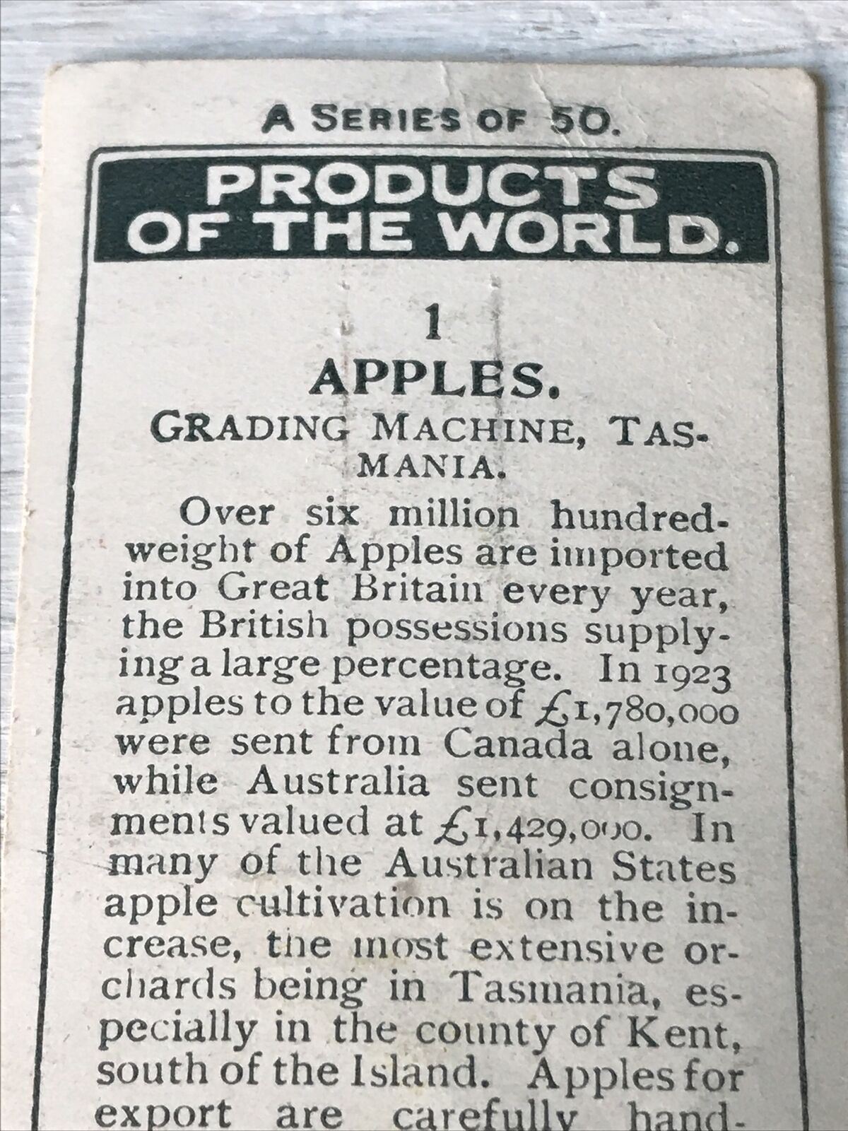 Players Cigarette Cards Products Of The World 1 Apples Grading Machine Tasmania