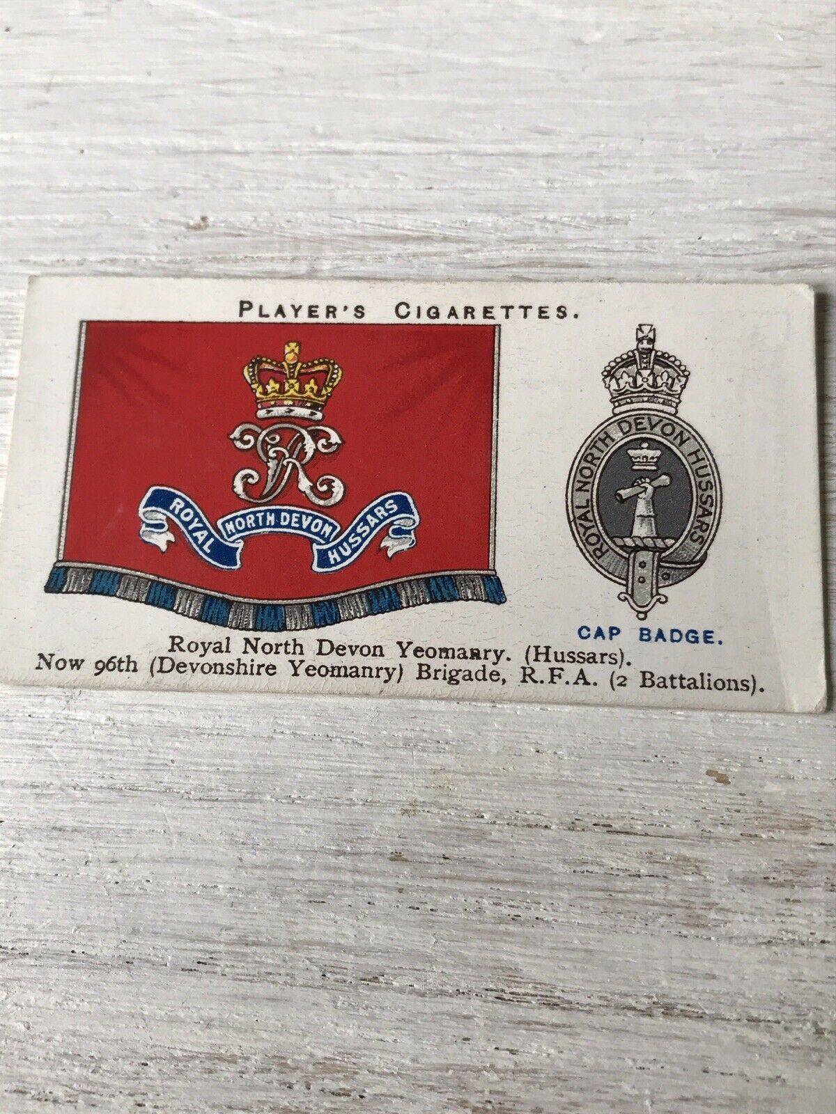 Vintage Players Cigarettes Card Drum Banners & Cap Badges 43 Royal North Devon