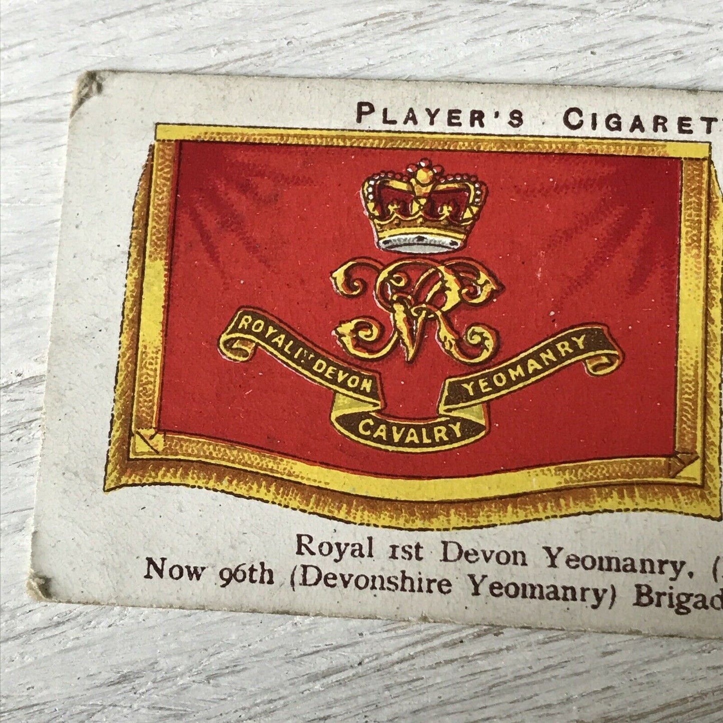 Antique Players Cigarette Card Drum Banners & Cap Badges 41 Royal 1st Devon Yeomanry.