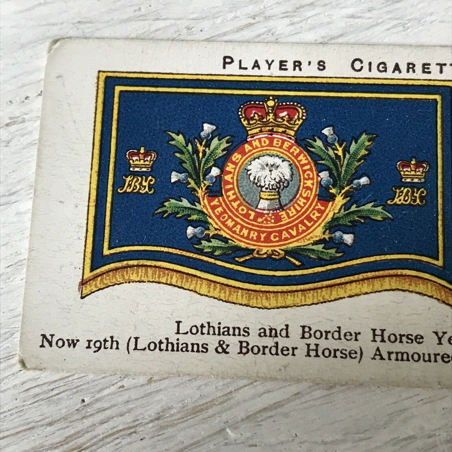 Vintage Players Cigarettes Card Drum Banners & Cap Badges 48 Lothians & Border