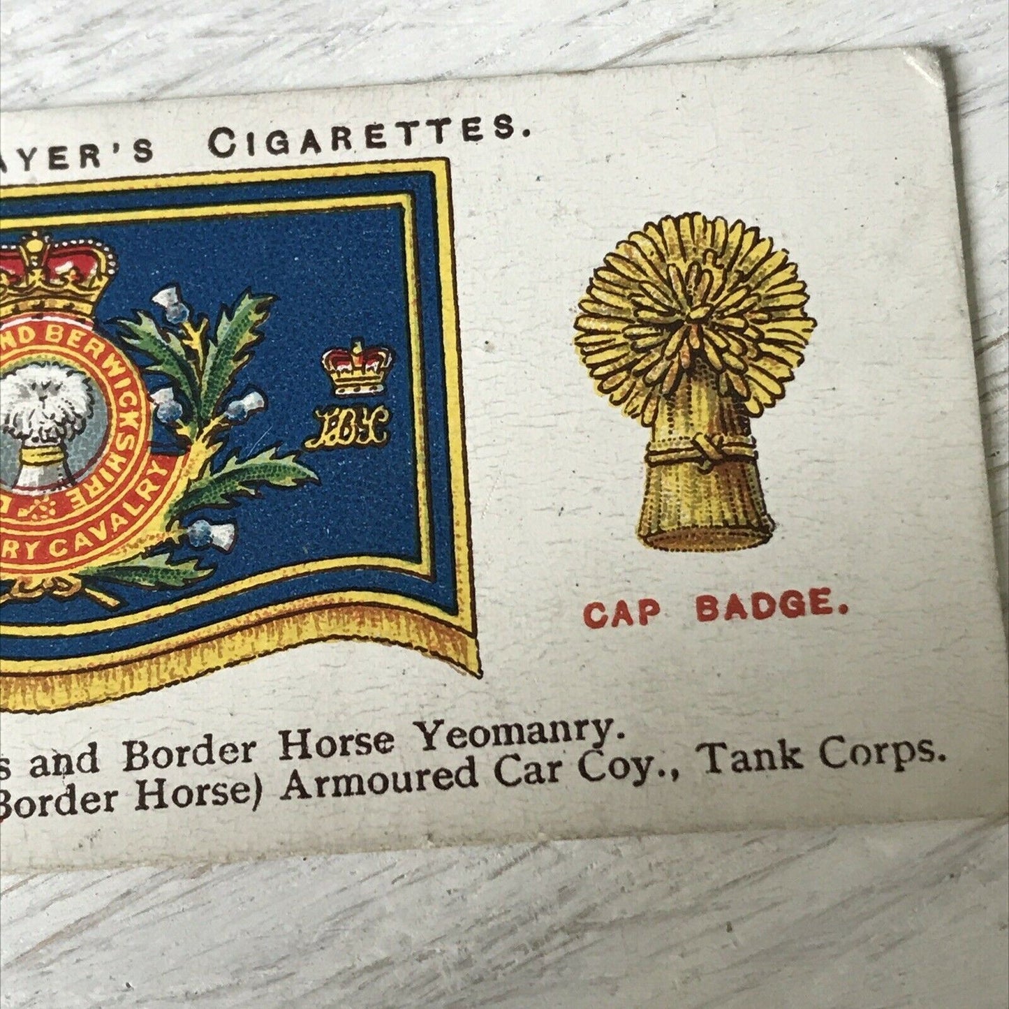 Vintage Players Cigarettes Card Drum Banners & Cap Badges 48 Lothians & Border