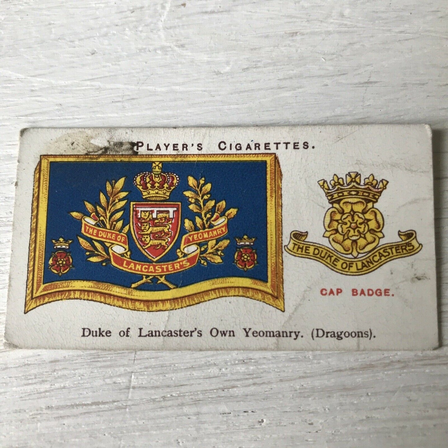 Vintage Players Cigarettes Card Drum Banners & Cap Badges 32 Duke Of Lancaster