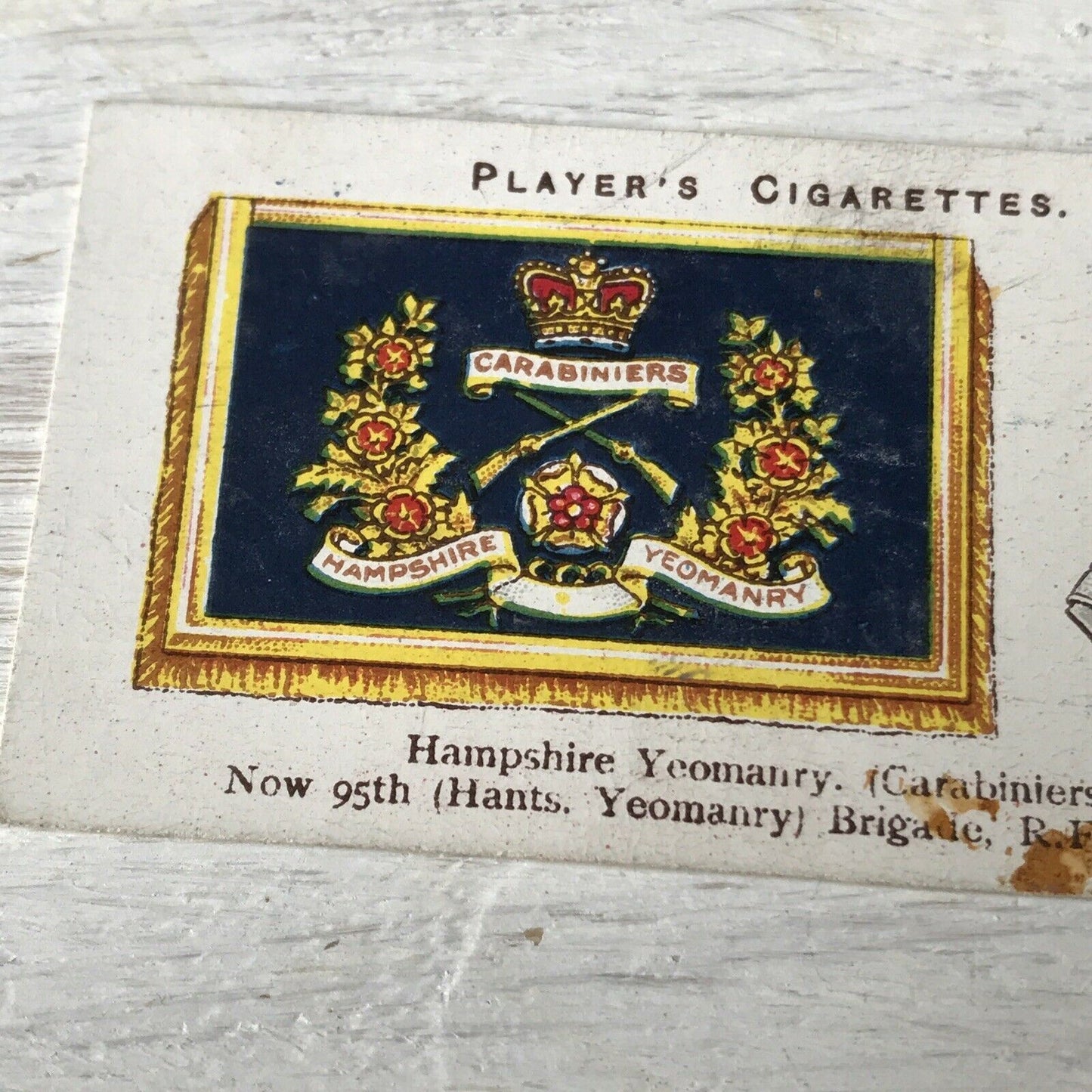 Vintage Players Cigarettes Card Drum Banners & Cap Badges 36 Hampshire Yeomanry