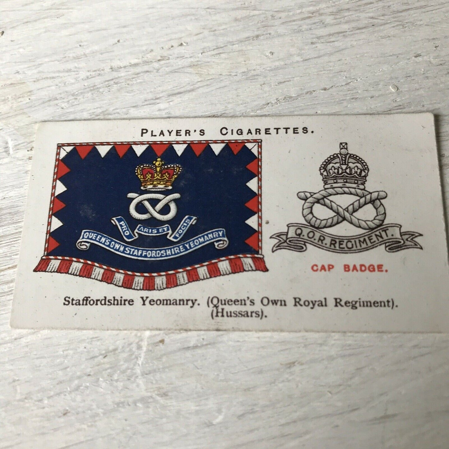 Vintage Players Cigarettes Card Drum Banners & Cap Badges 27 Staffordshire Regim