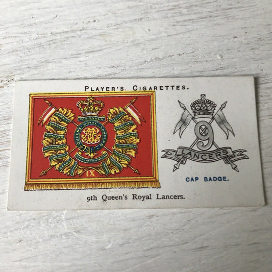 Vintage Players Cigarettes Card Drum Banners & Cap Badges 14 9th Queens Royal