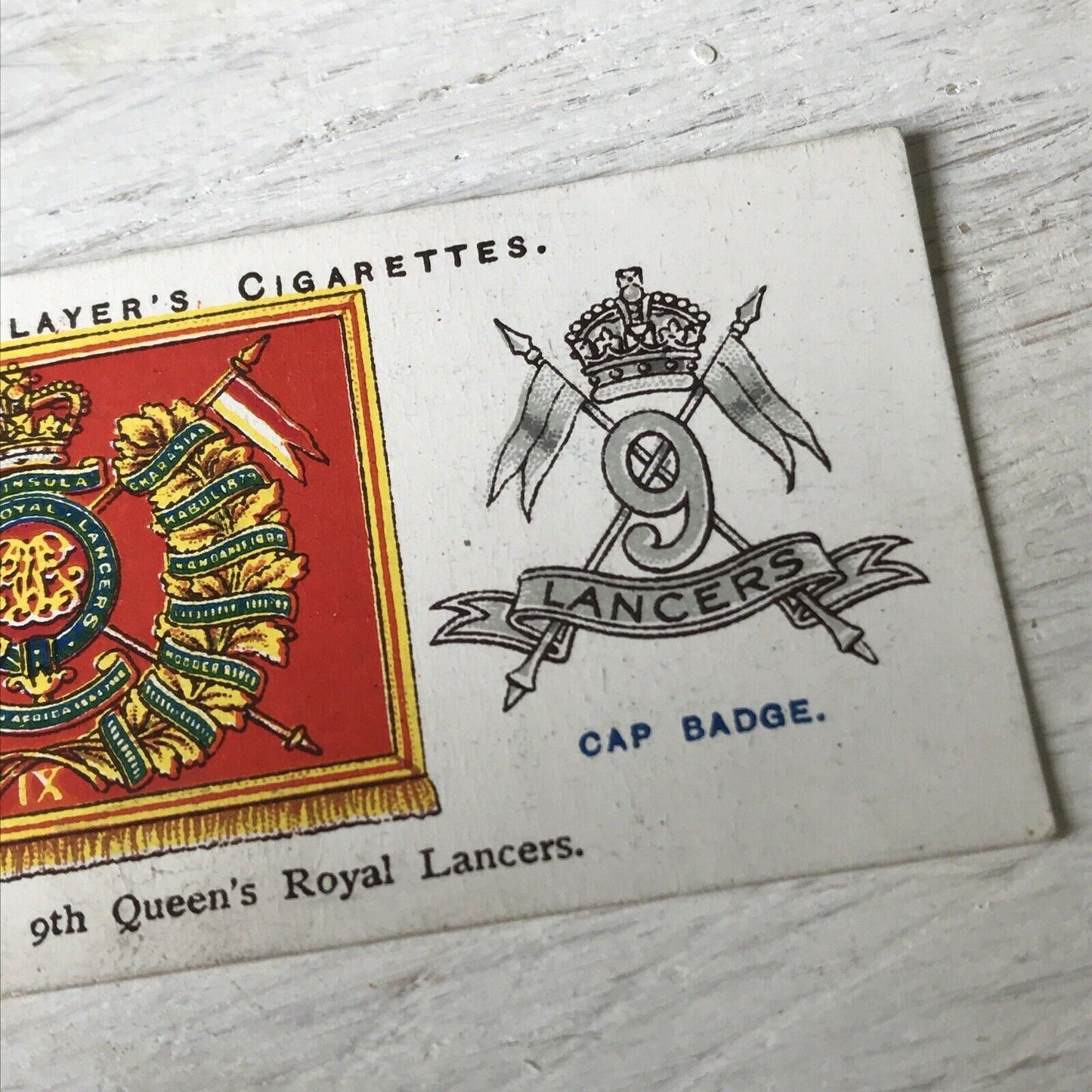 Vintage Players Cigarettes Card Drum Banners & Cap Badges 14 9th Queens Royal