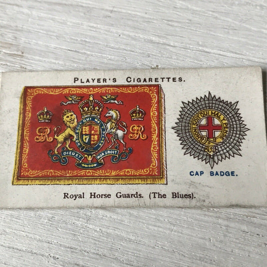 Vintage Players Cigarettes Card Drum Banners & Cap Badges 3 Royal Horse Guards