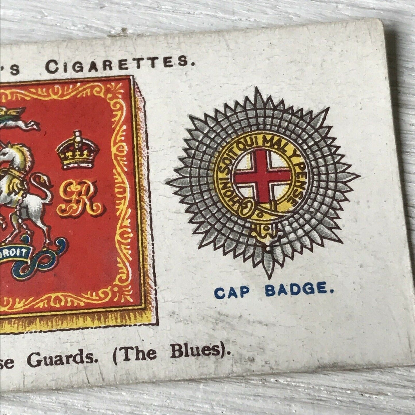 Vintage Players Cigarettes Card Drum Banners & Cap Badges 3 Royal Horse Guards