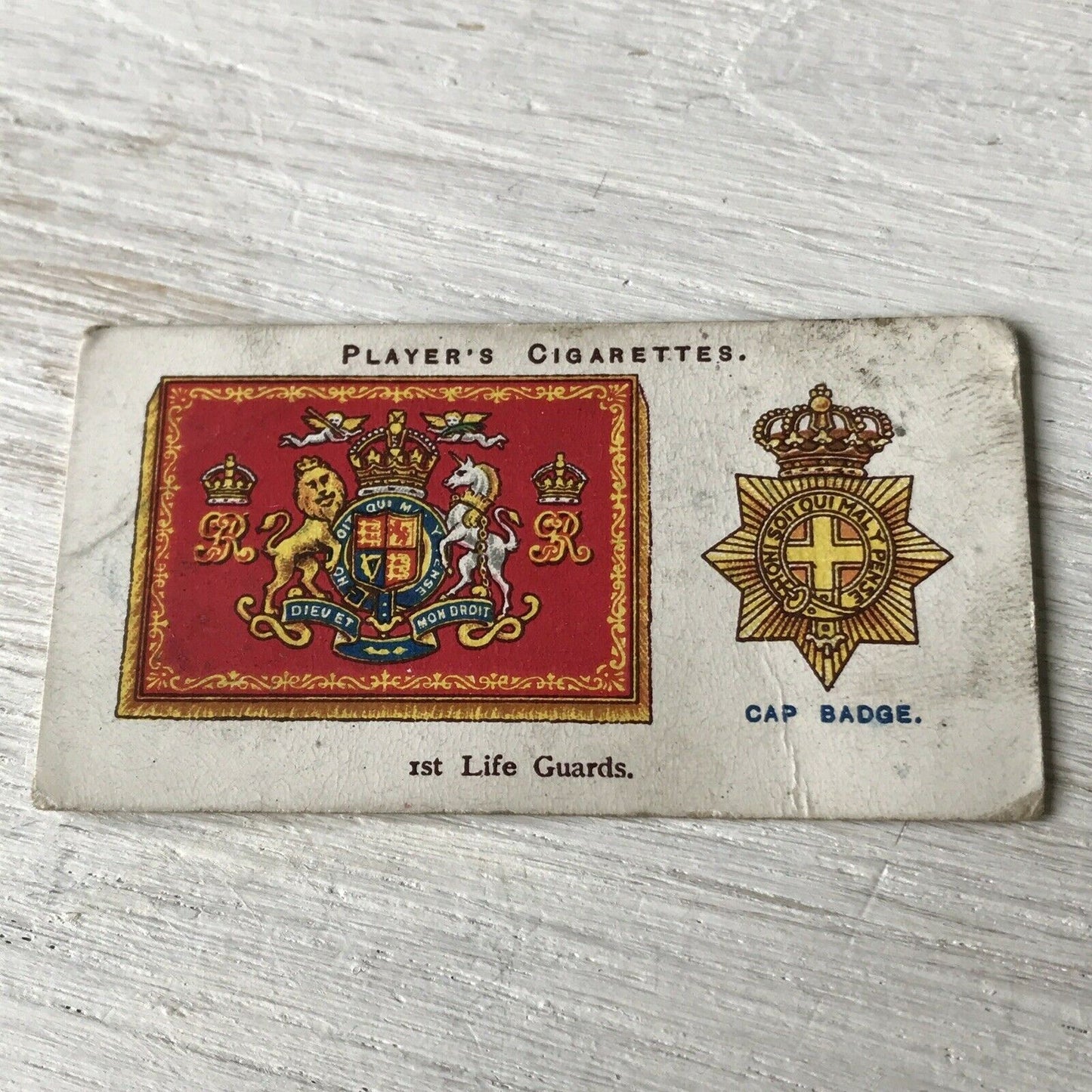 Vintage Players Cigarettes Card Drum Banners & Cap Badges 1 1st Life Guards