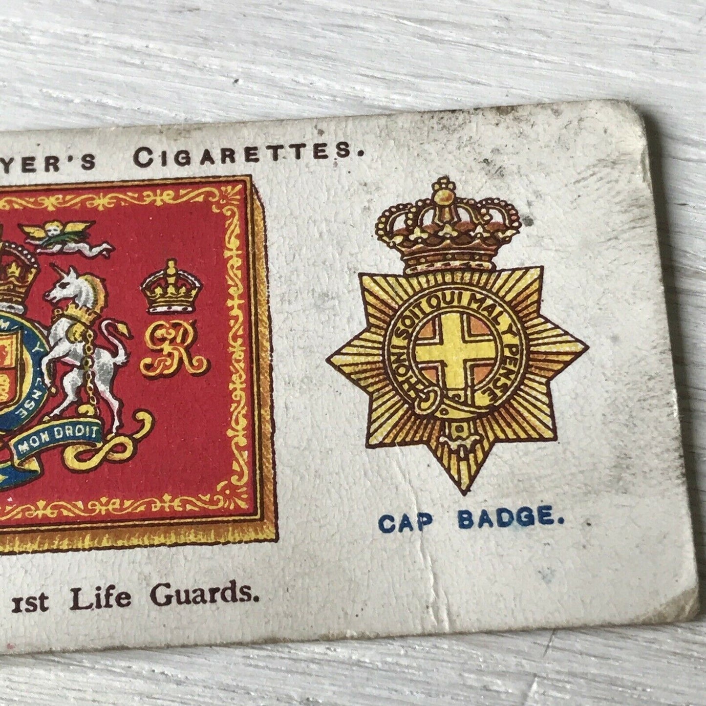 Vintage Players Cigarettes Card Drum Banners & Cap Badges 1 1st Life Guards