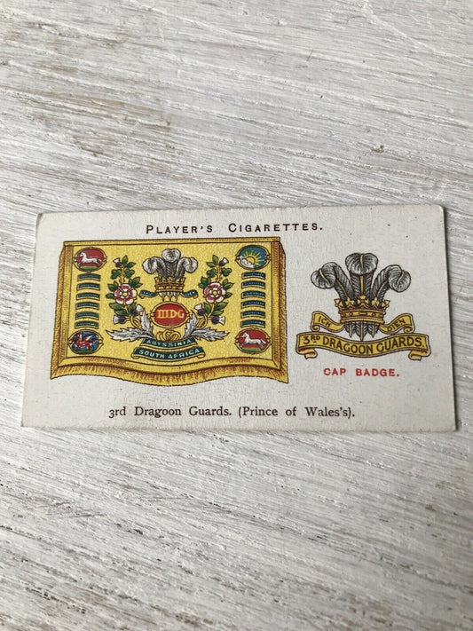 Vintage Players Cigarettes Card Drum Banners & Cap Badges 6 3rd Dragoon Guards